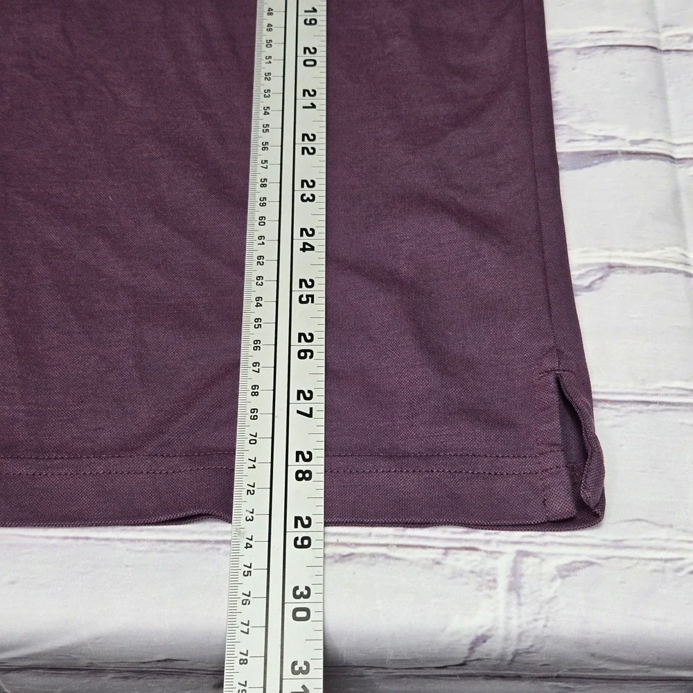 Travis Mathew Polo Shirt Burgundy Striped Pinehurst Golf Short Sleeve Mens Sz M